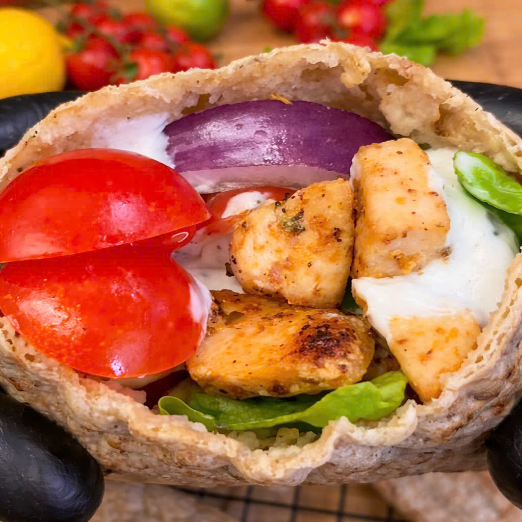 at balloon flatbread puffed up like a balloon - 3 ingredients no yeast recipe